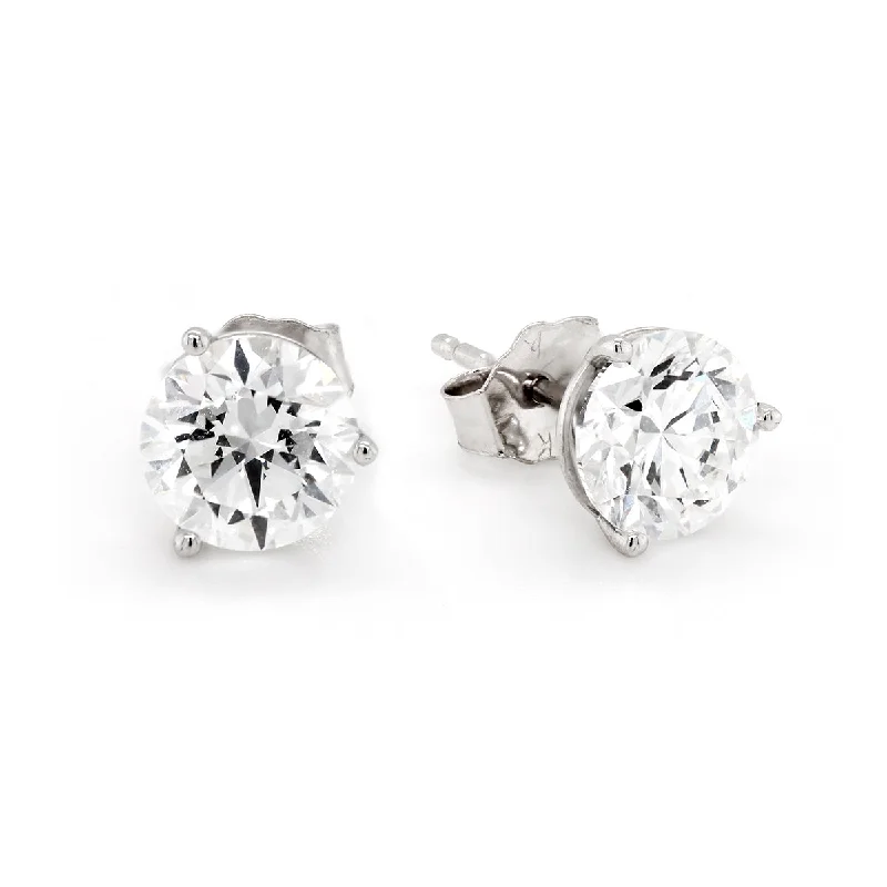 chic earrings for women -WHITE GOLD LAB GROWN DIAMOND STUD EARRINGS, 2.14 CT TW