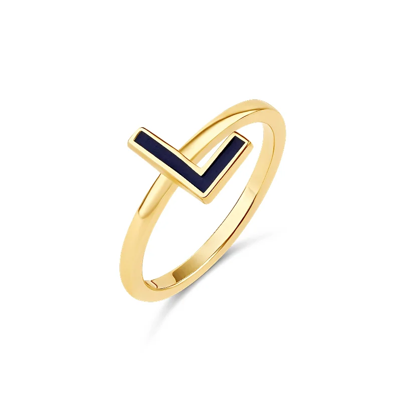 stackable wedding bands for women -Enamel Initial Ring