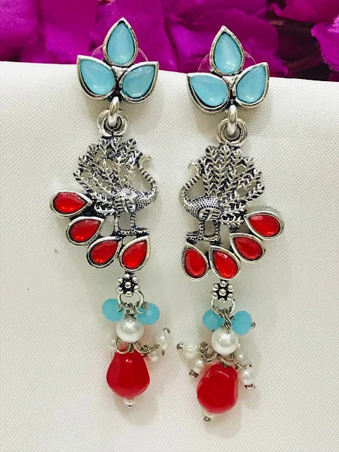 drop earrings for women -Appealing Multicolor American Diamond Beaded And Stone Work Earrings