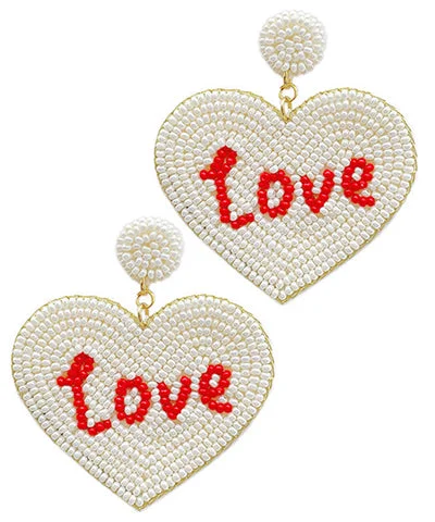 small earrings for women -Ivory Love Heart Earrings