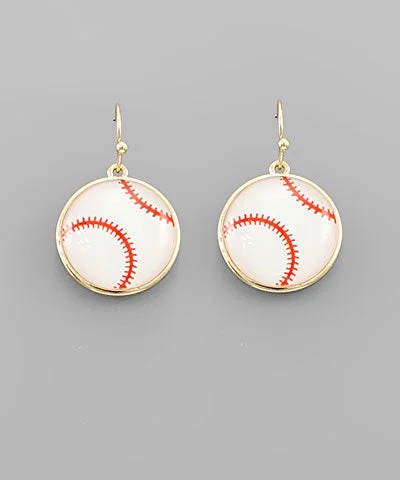 pearl earrings for women -Epoxy Baseball Earrings