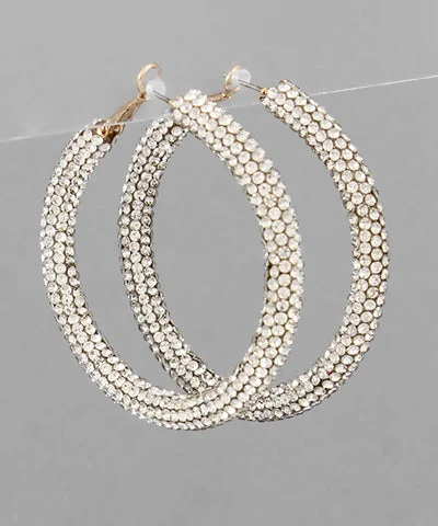 stud earrings for women -50mm Crystal Pave Hoop Earrings