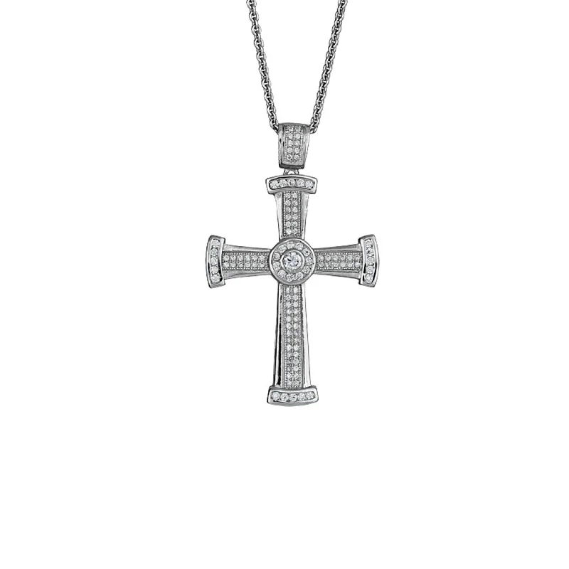 fine diamond necklaces for women -Cross Necklace (Silver)