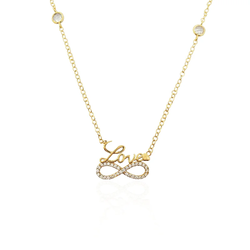 diamond necklaces with sapphires for women -Infinity Love CZ Pendant Necklace (14K).