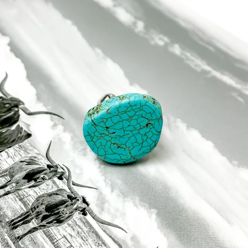 bold rings for women -Turquoise Buffalo Slab Ring