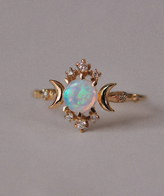 classic gold rings for women -Opal Wandering Star Ring