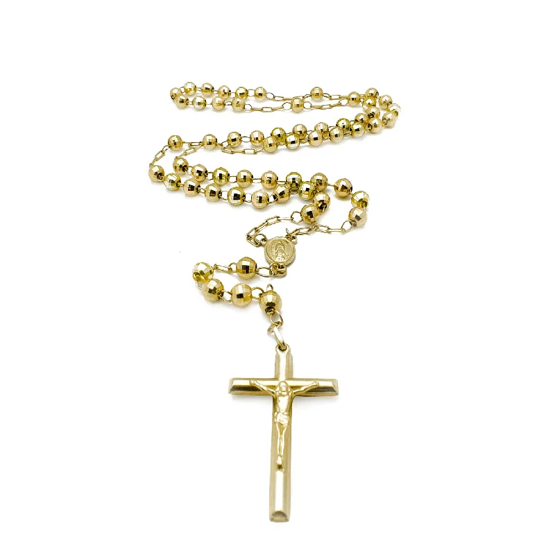 fine jewelry necklaces for women -Rosary Diamond Cut Necklace (14K)