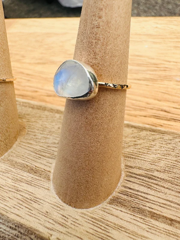 wedding rings with diamonds for women -Starry Moonstone Ring No. 1 ~ 14k Gold Fill & Sterling Silver