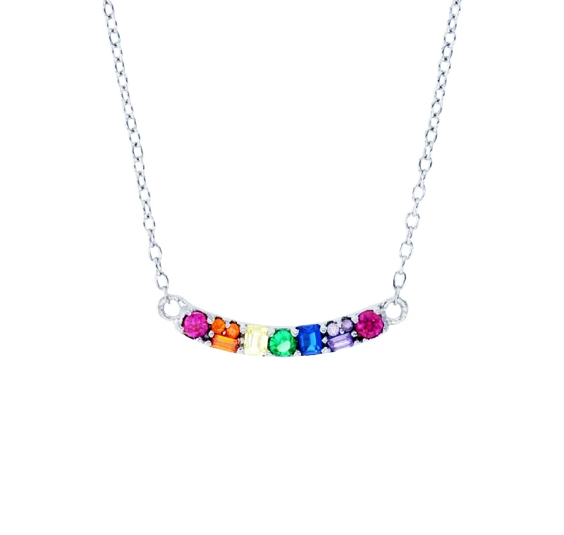 statement necklaces for women -Multicolor Smile Necklace (Silver)