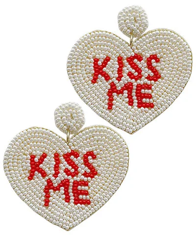 large earrings for women -Kiss Me Beaded Earrings