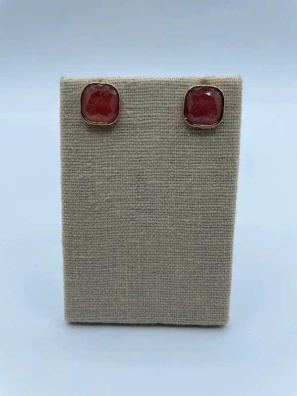 gold ear cuffs for women -13mm Light Burgundy Square Earrings