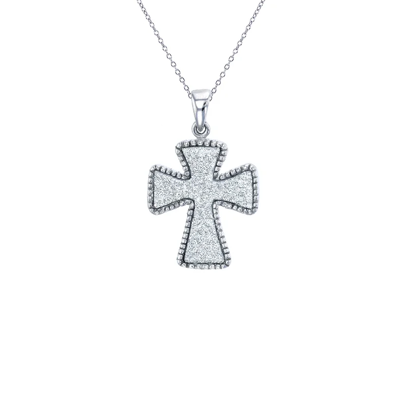 birthstone pendant necklaces for women -Milgrain Cross Necklace (Silver)