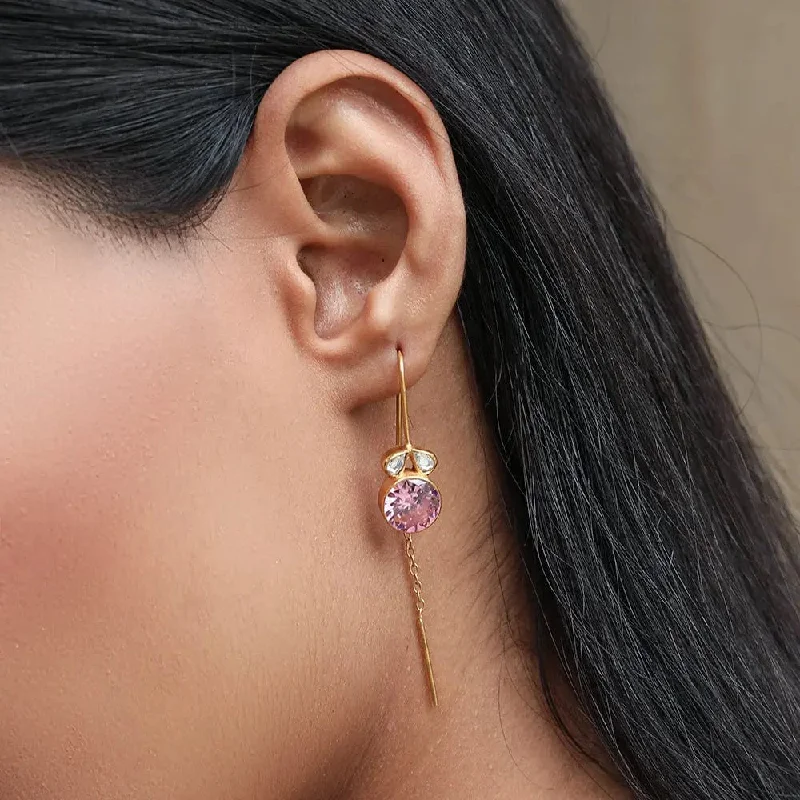 crystal stud earrings for women -Gulabo Silver Sui Dhaga Earring