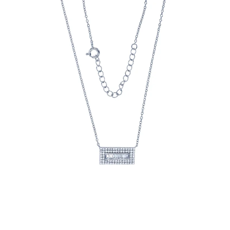 butterfly necklaces for women -Rectangular Cz Necklace (Silver)