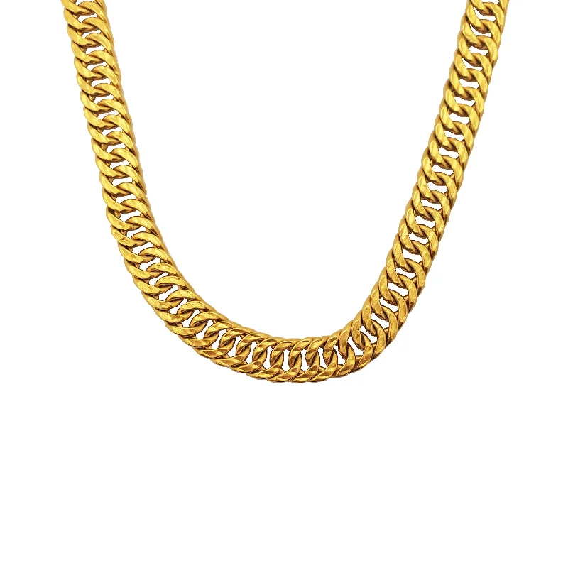 diamond and ruby necklaces for women -Flat Miami Cuban Link Necklace (24K)