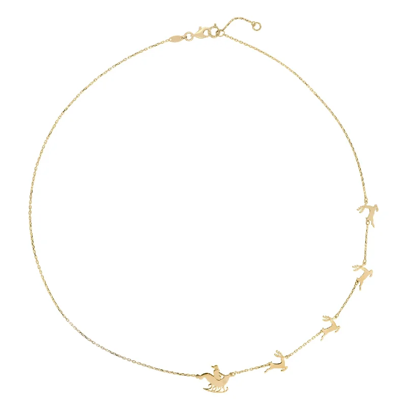 dainty gold necklaces for women -Santa's Sleigh Necklace (14K)