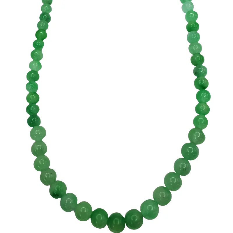 antique gold necklaces for women -Jade Beads Necklace (14K)