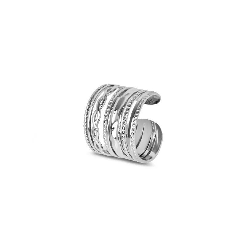 sterling silver rings for women -Hydra Stack Adjustable Ring - Silver