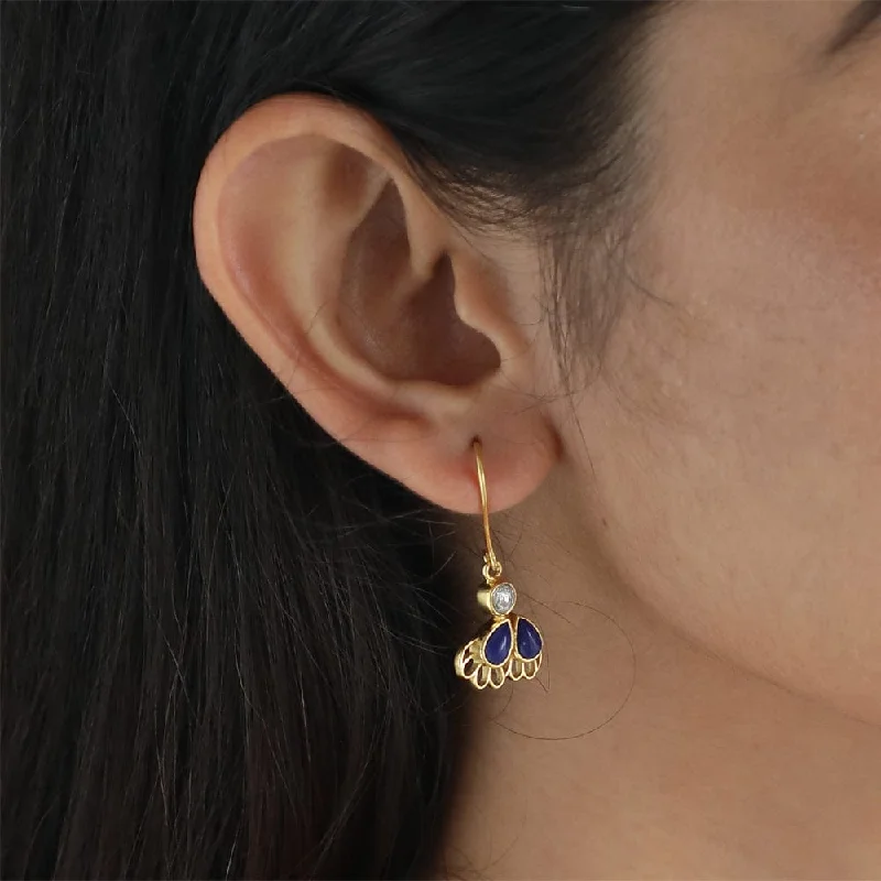 trendy earrings for women -Silver Blue Lapis Butterfly Earrings