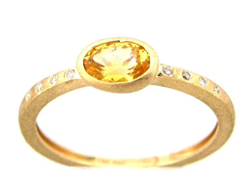 diamond stack rings for women -Satin Finish Citrine Ring