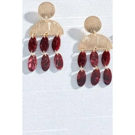 classic earrings for women -Charlie Paige Teardrop Caroline Earrings - Burgundy