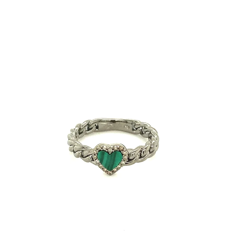 antique rings for women -Gemstone Heart Chainlink Ring