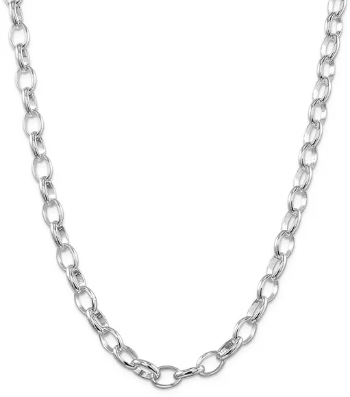 name necklaces for women -Solid Rolo Chain Necklace (Silver)