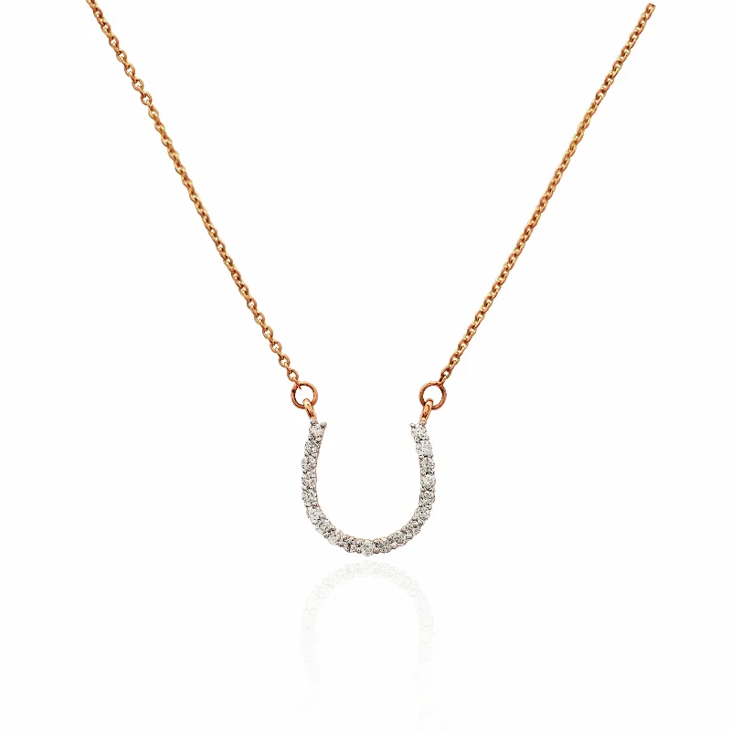 pendant necklaces for women -Diamond Horseshoe Pendant Necklace (14K)