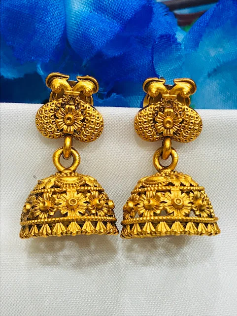 bridal earrings for women -Alluring Antique Gold Designer Jhumka Earrings For Women