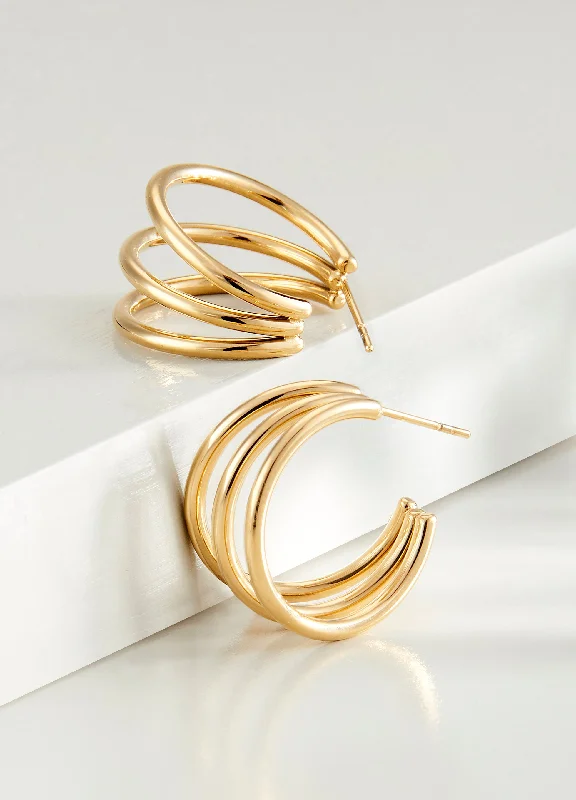 diamond earrings for women -Charlie Paige Aurora Multi-Hoop Earrings - Gold