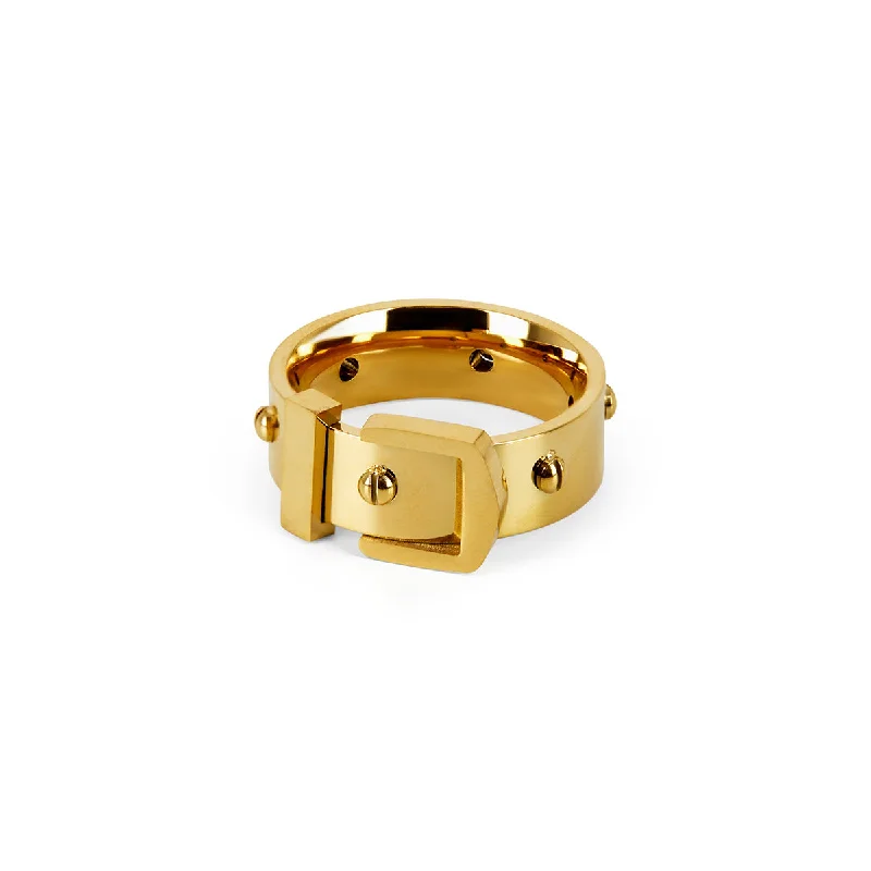 wedding rings for women -Buckle Ring - 18K Gold Plated