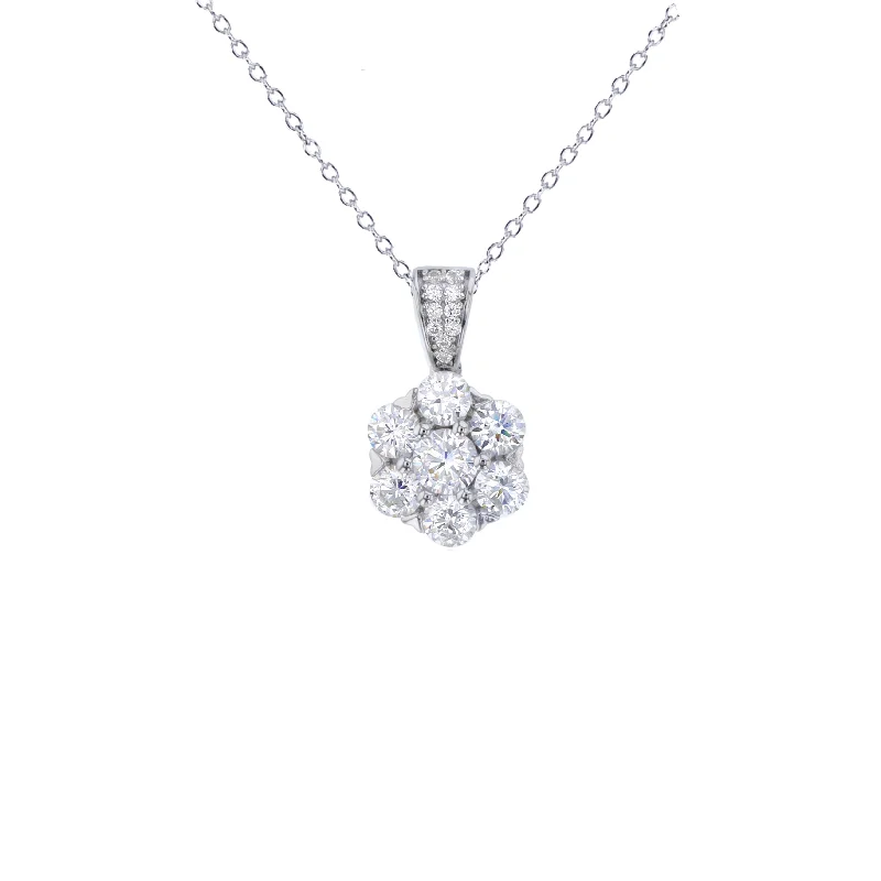 zirconia necklaces for women -Flower Cluster Necklace (Silver)