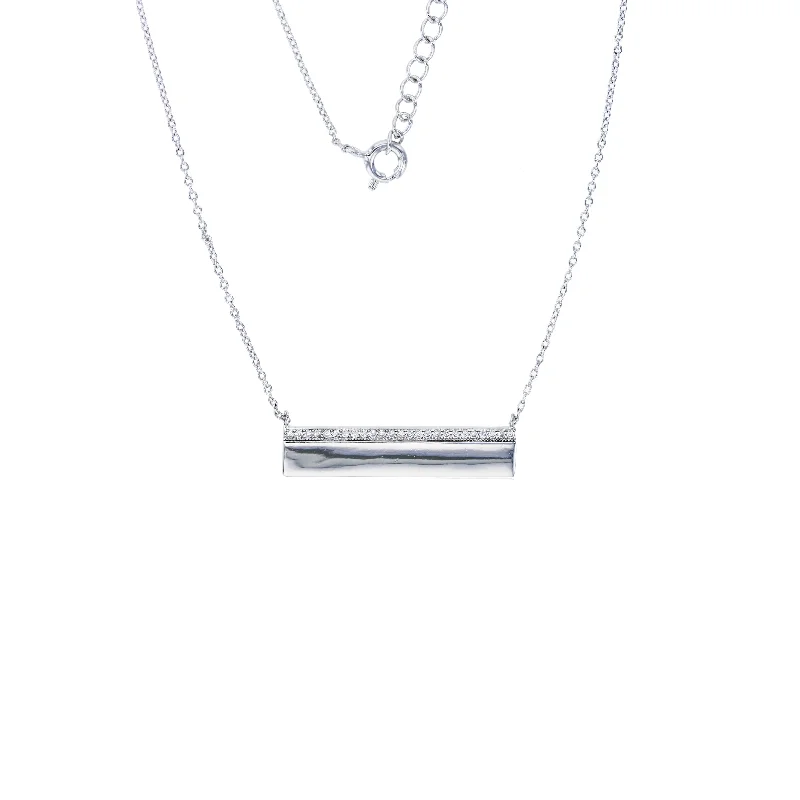 crystal chain necklaces for women -ID Plate Necklace (Silver)