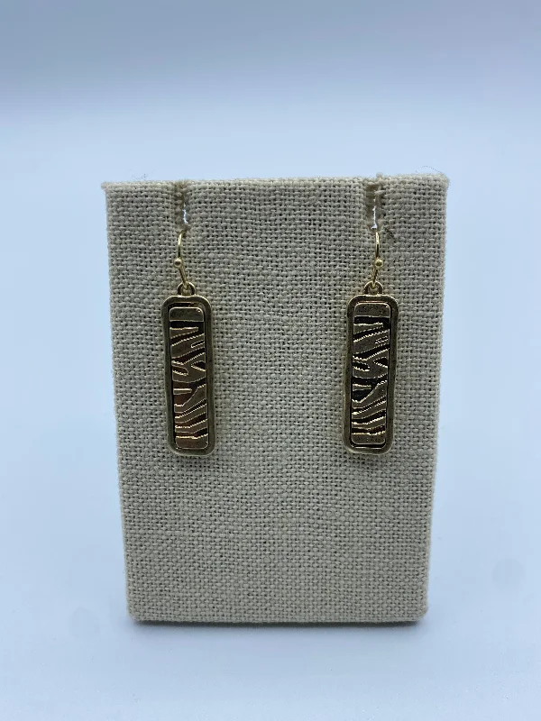 tassel earrings for women -Gold Animal Print Bar Earrings