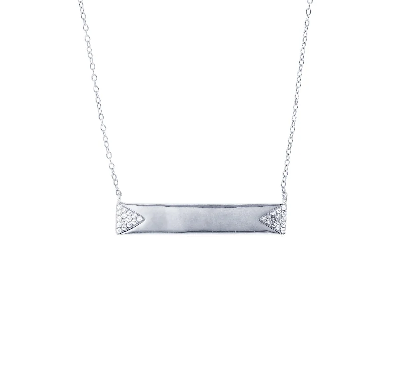 double-layered necklaces for women -High Polished Bar Necklace (Silver)