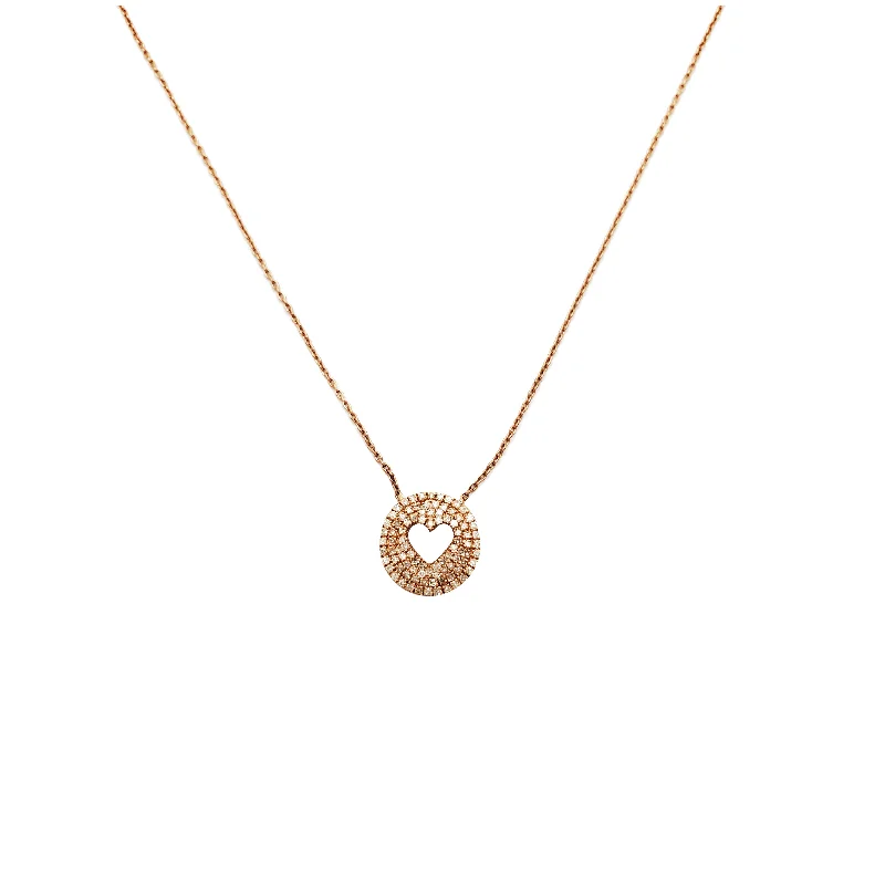 pearl pendant necklaces for women -Rose Gold Diamond Heart Necklace (10K)