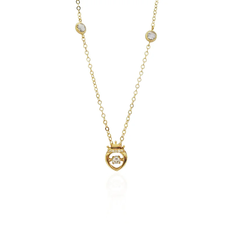 crystal pendant necklaces for women -Heart Crown CZ Pendant Necklace (14K).