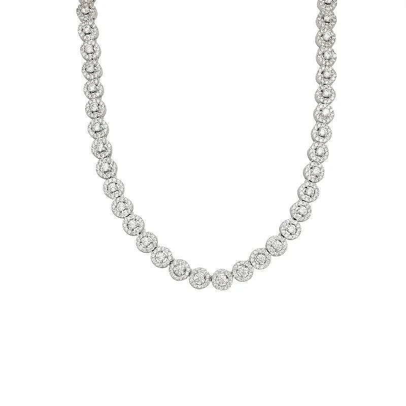 beaded necklaces for women -Cluster CZ Necklace (Silver)