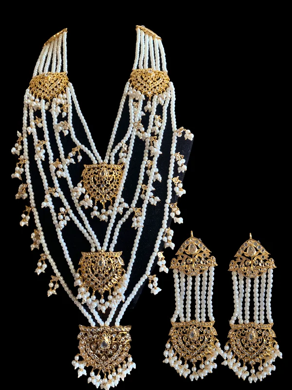 luxury diamond necklaces for women -SAT61 Maahi bridal Hyderabadi three layered necklace with earrings ( READY TO SHIP )