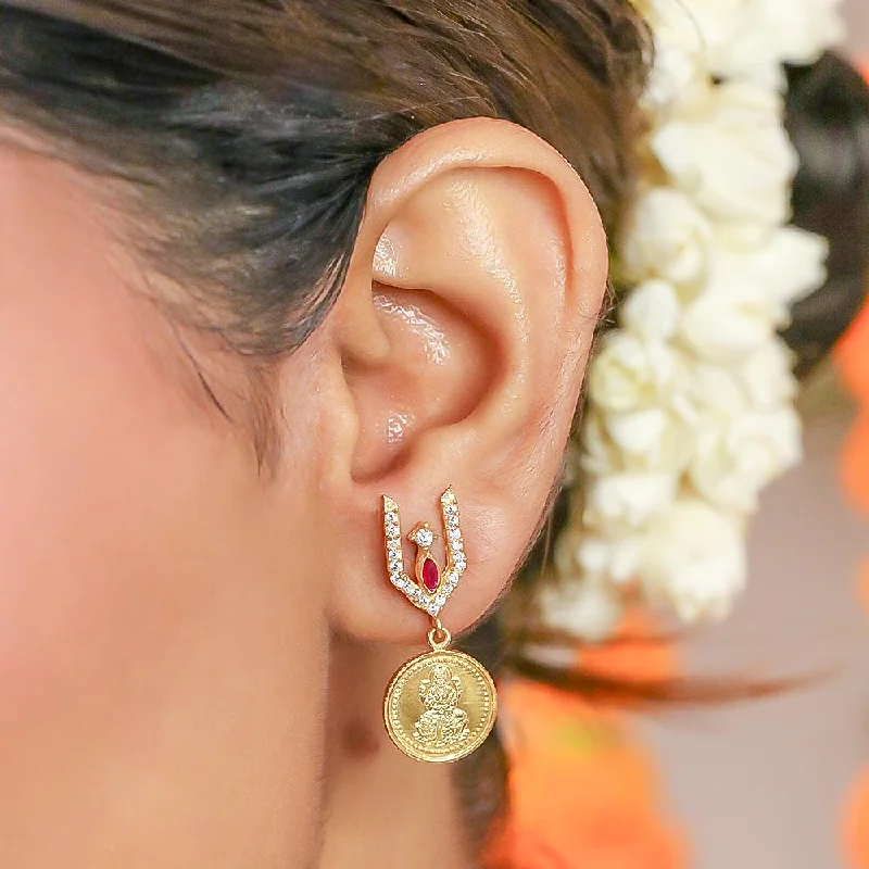 silver dangling earrings for women -Vishnu Tilak 999 silver coin earring