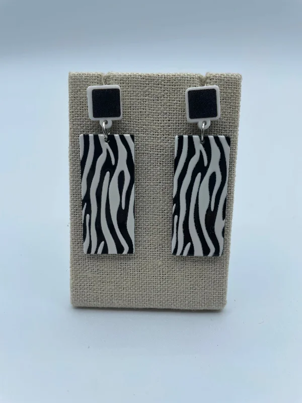 large hoop earrings for women -Black Zebra Acrylic Earrings