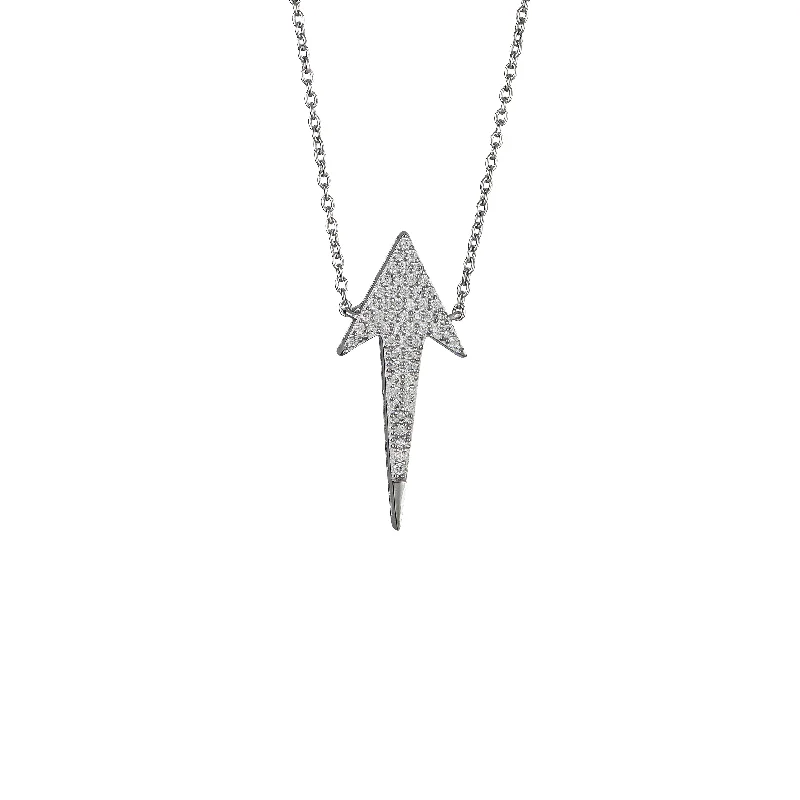 oval pendant necklaces for women -Iced-Out Arrow Necklace (Silver)