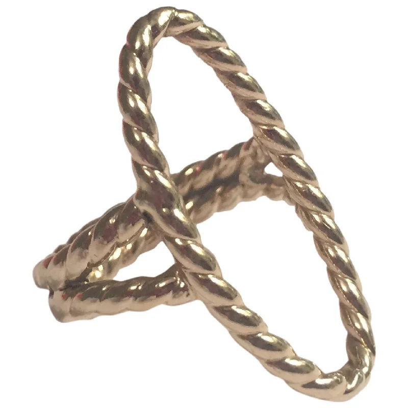 stacked rings for women -Gold Twisted Open Oval Ring