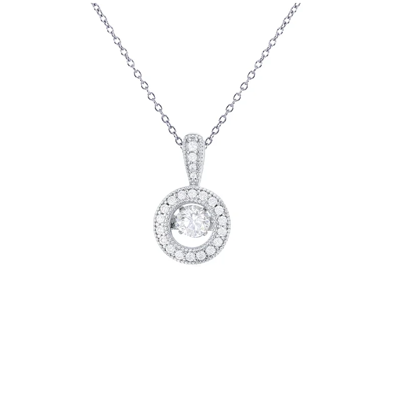 personalized necklaces for women -Milgrain Circle Necklace (Silver)