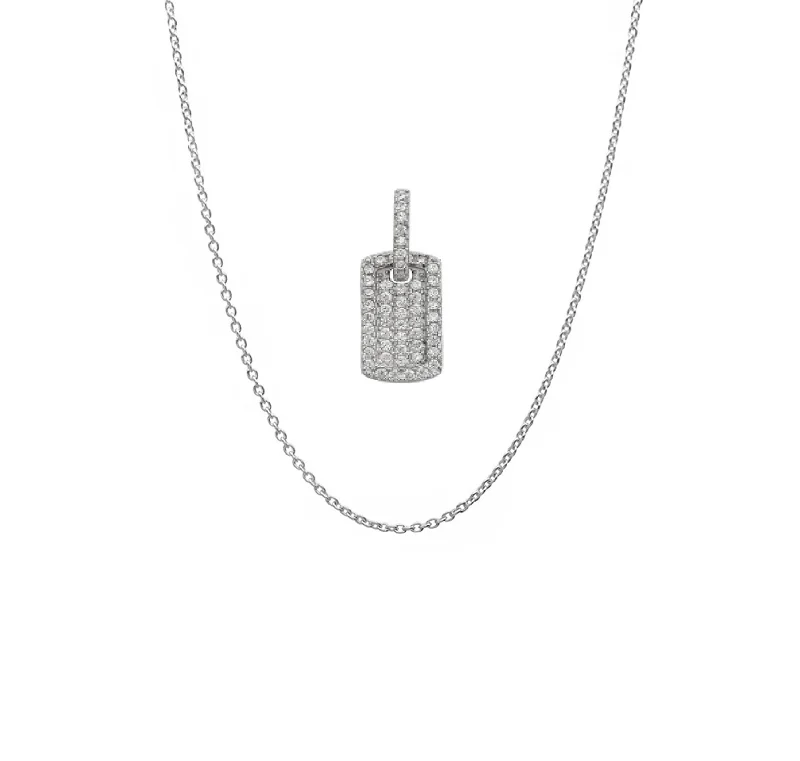 diamond necklaces for women -Dog Tag Necklace (Silver)