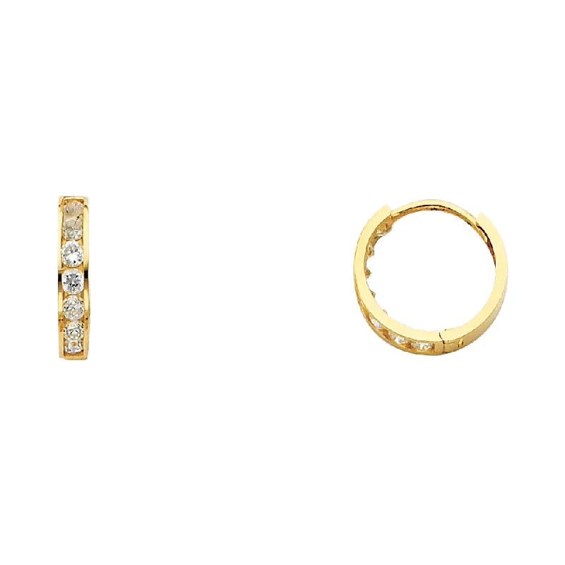 gold earrings for women -14KY 3mm CZ Huggies Earrings