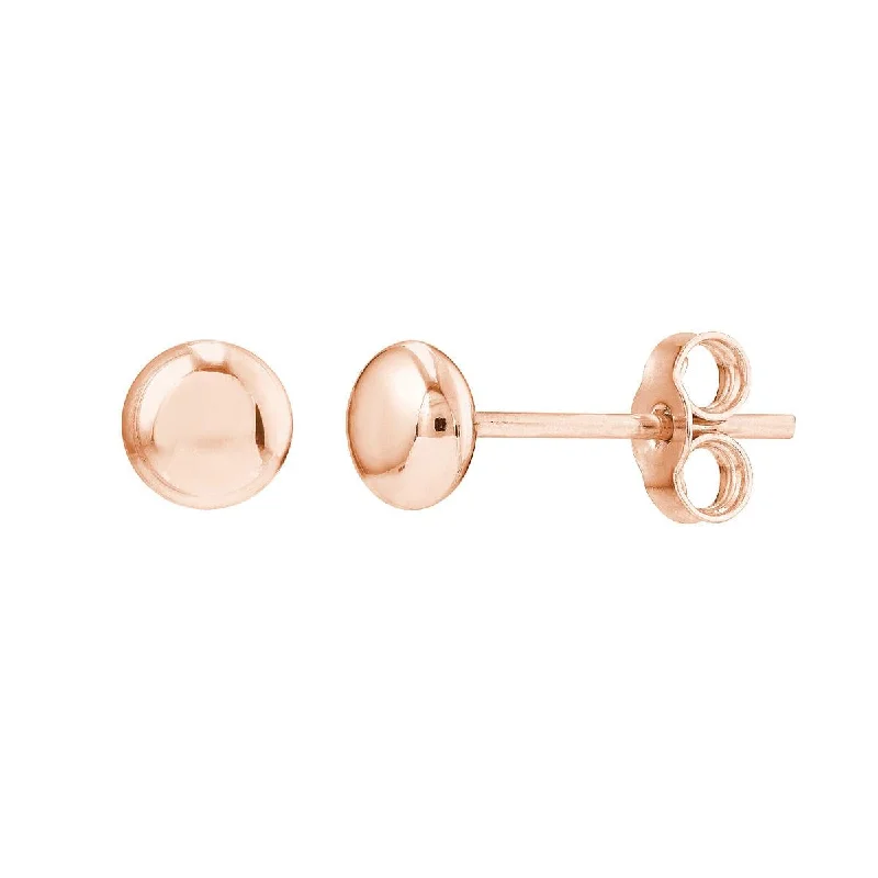 minimalist earrings for women -ROSE GOLD FLAT ROUND PEBBLE STUD EARRINGS, 4.5MM