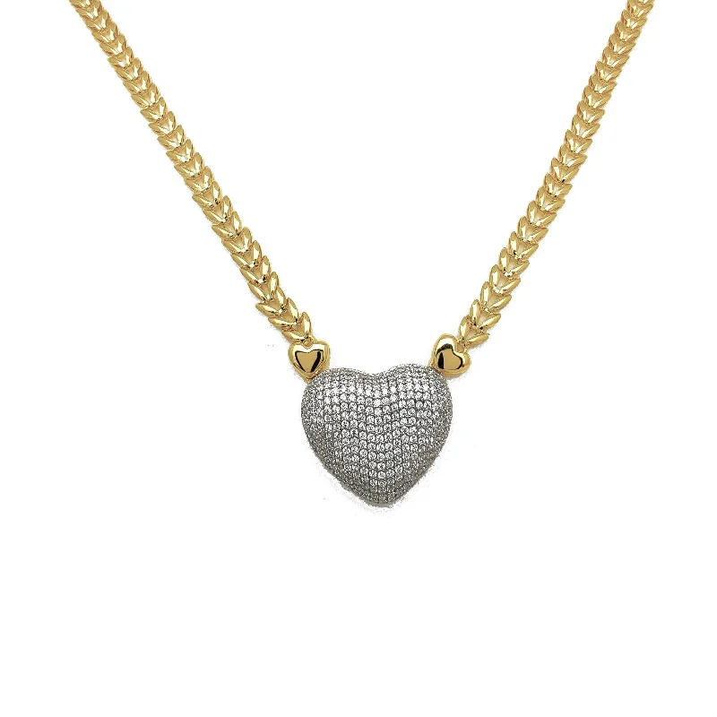 crystal necklaces for women -Yellow Gold Fancy Heart Necklace (14K)