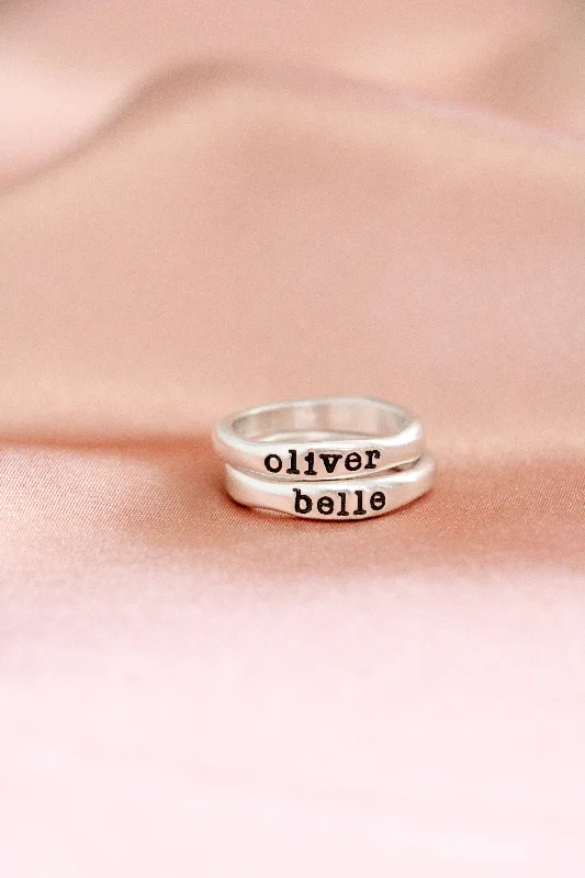 fine jewelry rings for women -stacking name rings {sterling silver}