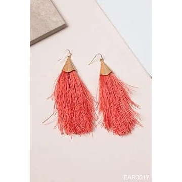 gemstone earrings for women -Simply Noelle Feather in Your Cap Earrings - Flamingo